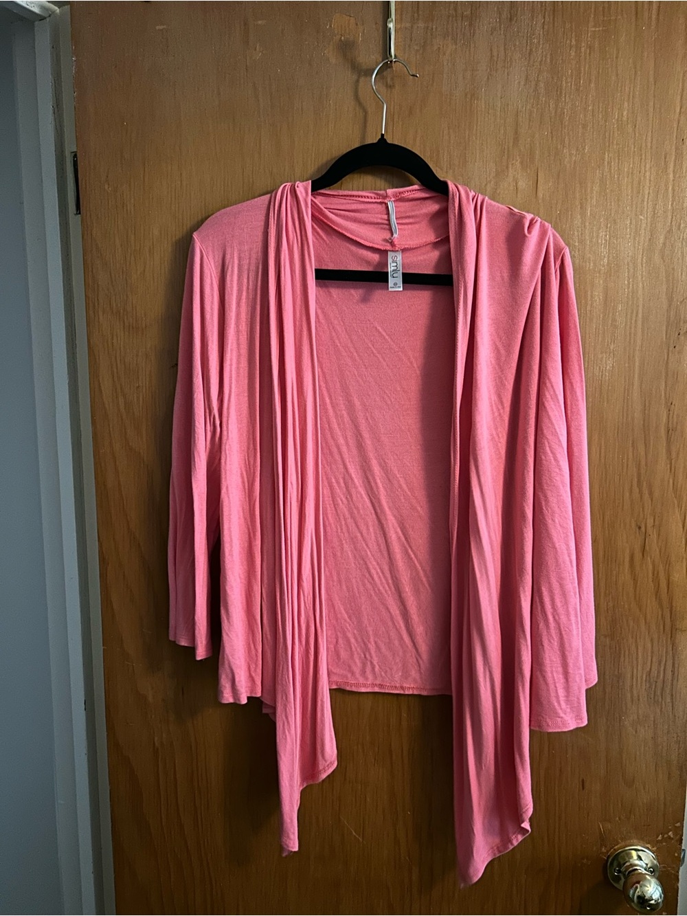 Simlu Lightweight Pink Open-Front Draped Cardigan